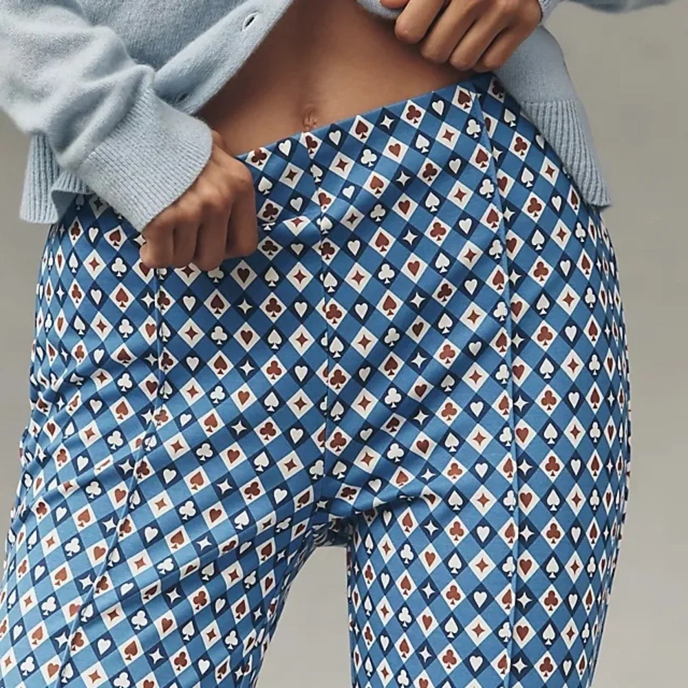 Anthropologie Maeve Kick Flare hearts Spade Pants Size Small
